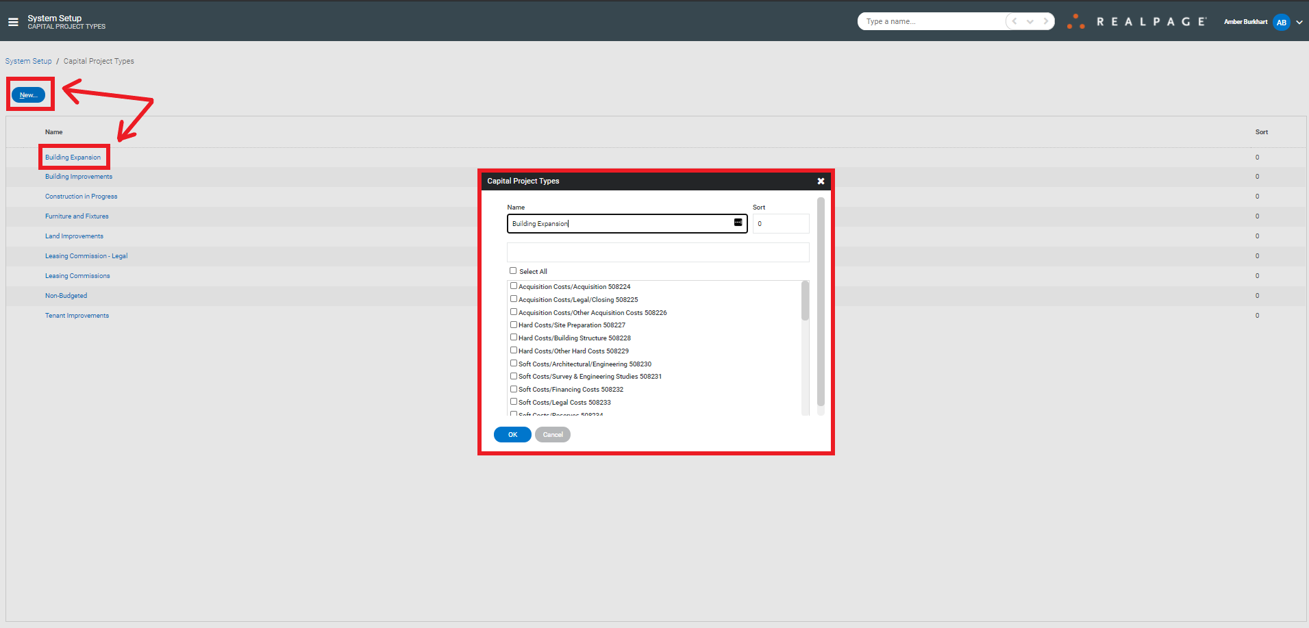 Assigning Cost Categories to Capital Project Types – RealPage AIM